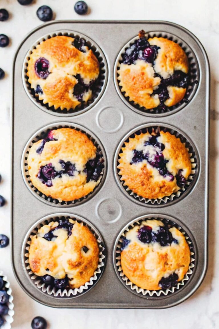 Tray of blueberry and cottage cheese muffins.